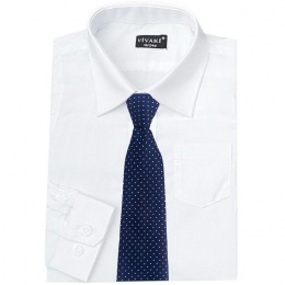 Boys White Formal Shirt & Navy Dot Tie